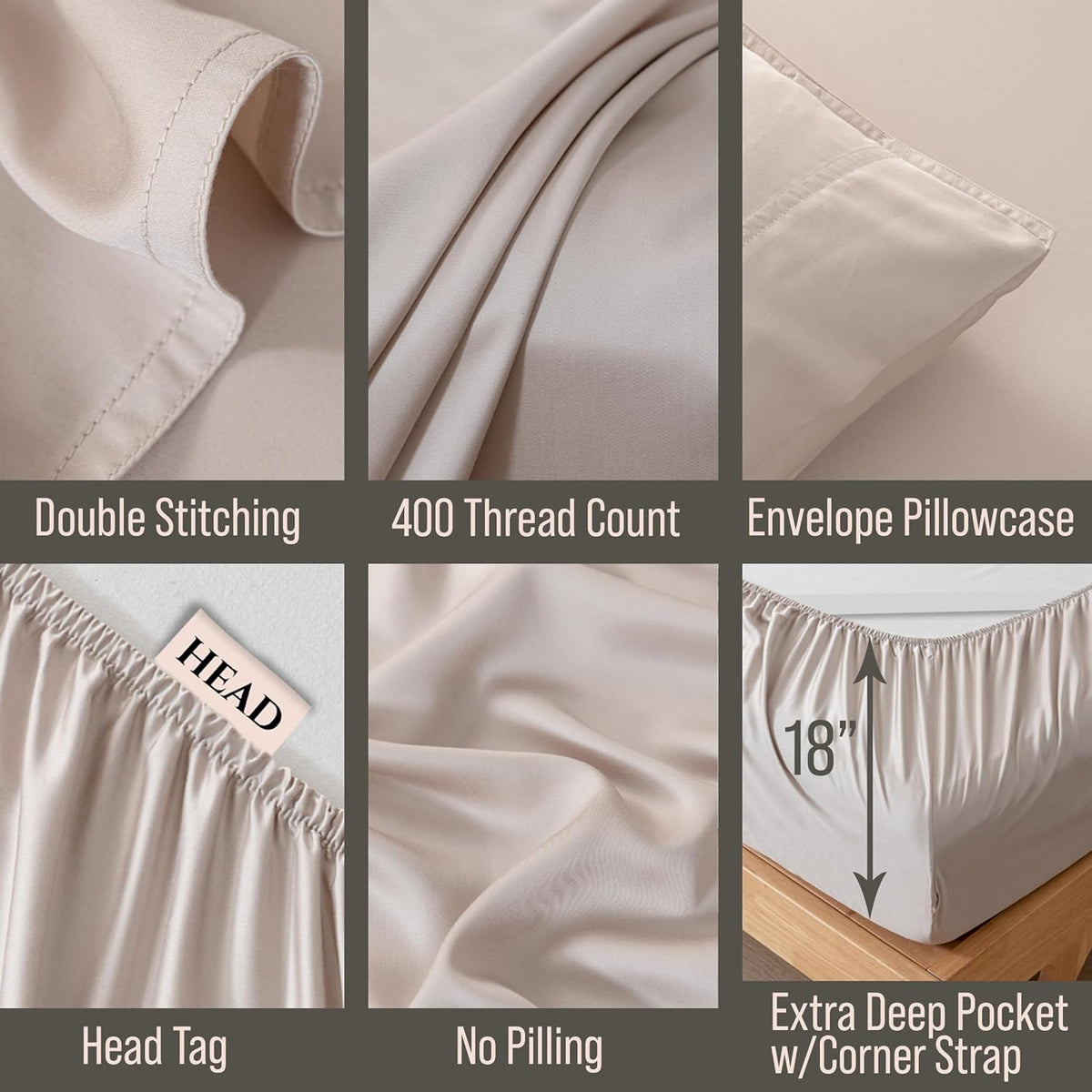 Bella Coterie Bamboo Viscose 34" Split Top King Sheets, Organically Grown