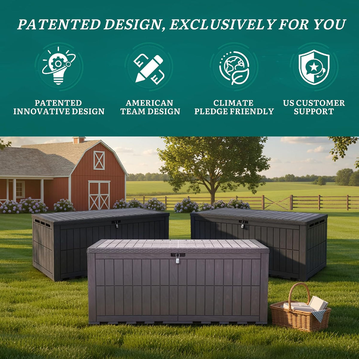 YITAHOME 240 Gallon Large Outdoor Storage Box XXL Resin Deck Box with Lock