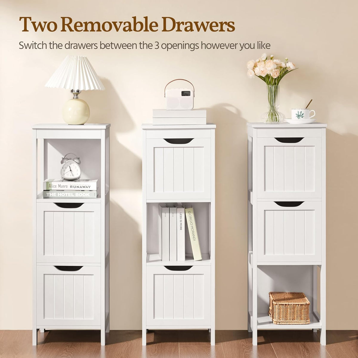 Yaheetech Small Bathroom Storage Cabinet with 2 Drawers & Open Shelf, White