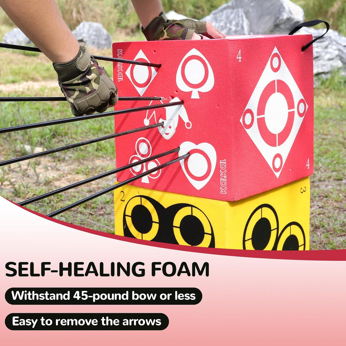 Archery Target, 6 Side Field Point Archery Target Block with Carry Handle, Easy Arrow Removal, Lightweight Poker Foam Archery Targets for Backyard