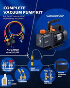 OMT 4 CFM 1/3 HP 1-Stage AC Vacuum Pump and Gauge Set for R134a R22 R410a