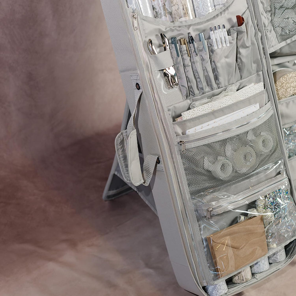 Gift Bag Wrap and Craft Organization Storage, Holds 14 (40 in) Rolls & More (Stone)