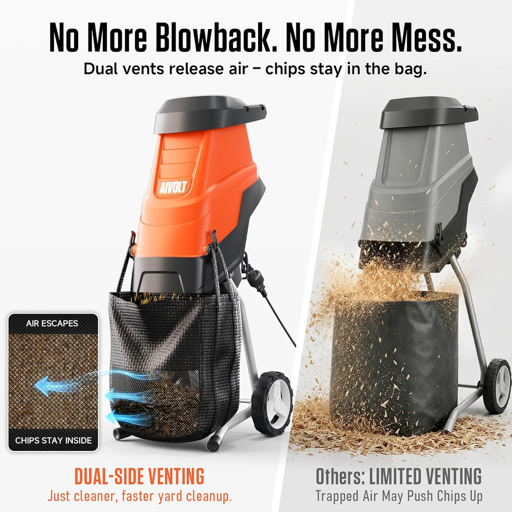 21:1 Electric Wood Chipper, 15-Amp Chipper Shredder