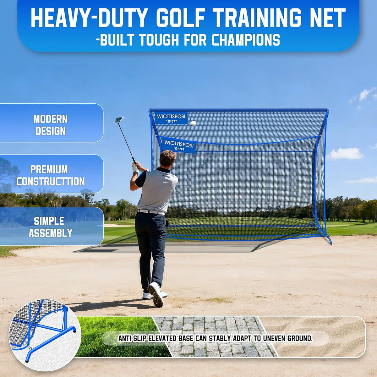 Golf Net with Extra Striking Net, Heavy Duty Golf Practice Hitting Net Huge
