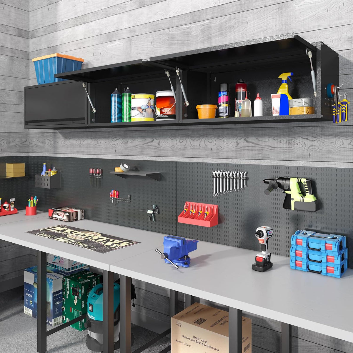 Coolsun Metal Wall Cabinet, 12.6" H Garage Wall Cabinet with Up-Flip Door