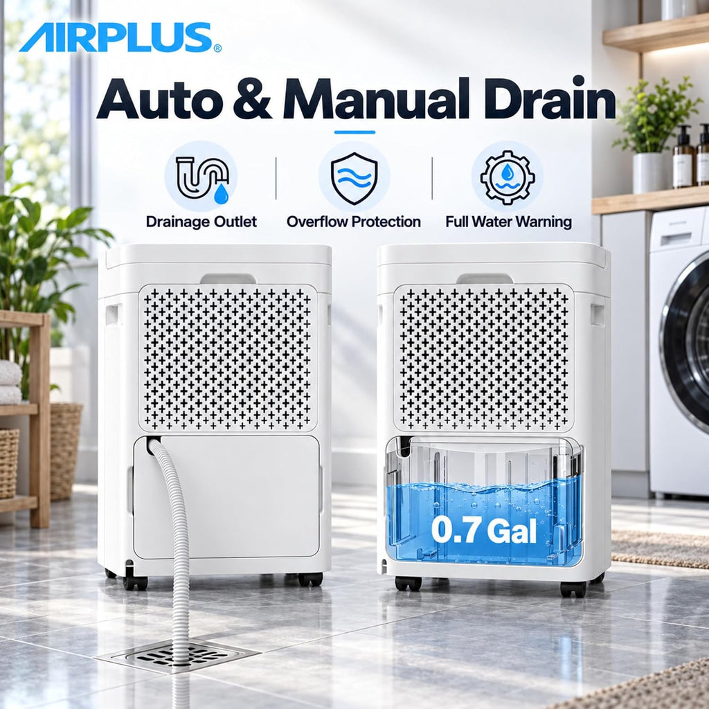 AIRPLUS Max 70 Pint Quiet Dehumidifier for Home Bedroom up to 4500 Sq Ft