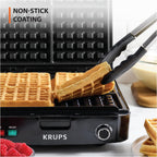 KRUPS 4-Slice Belgian Waffle Maker Nonstick Removable Plates