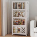Stackable Storage Bins with Lid, 208QT Plastic Cabinet with Wheels