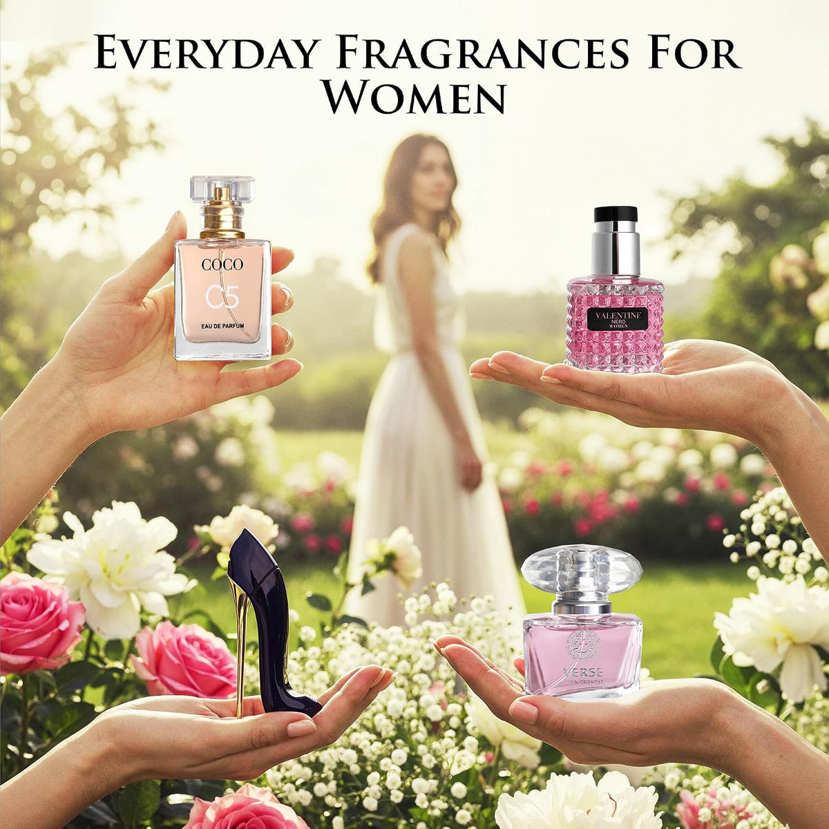 Essential 4 PC Mini Perfume Set, Birthday Gift Set for Women, Eau De Parfum 30ml Each, Vanilla Perfume & Floral Fragrance, Long-Lasting Travel Size