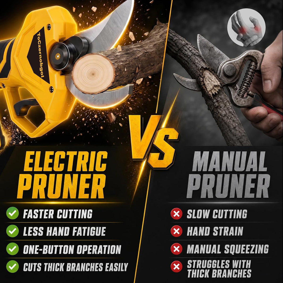 2-in-1 Cordless Pole Pruner, 2.2" Opening Electric Shears, 2×2.0Ah Battery