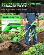 22V Cordless Garden Tiller, Battery Operated Cultivator Rototiller