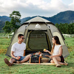Hewolf 2/3/4 Person Camping Tent - Instant Pop Up Waterproof 2 Doors Tent with Easy Setup | 3-Season Hexagonal Dome Design for Family, Hiking &