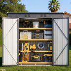 Bealife 6' x 4' Outdoor Storage Shed,Metal Shed Lockable Door - Dark Gray