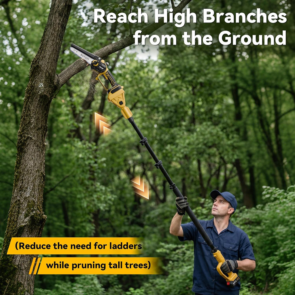 BUYJOY 4-in-1 Electric Pruning Shears & 6 Inch Pole Saw Combo