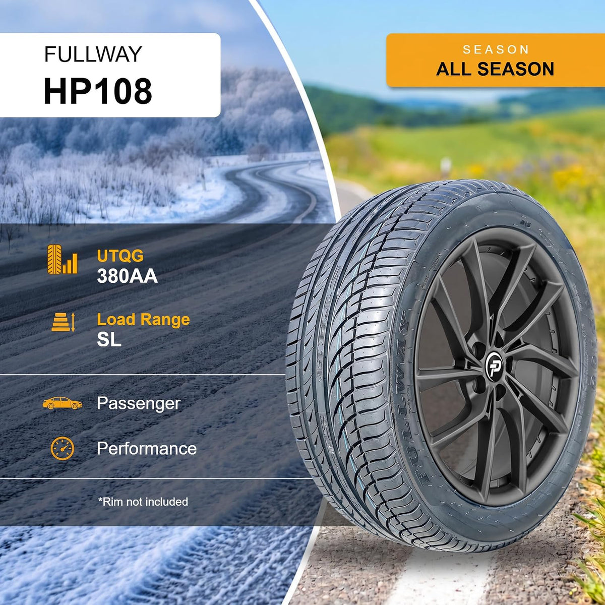 Fullway HP108 195/65R15 91H SL All Season Performance Passenger Radial Tire