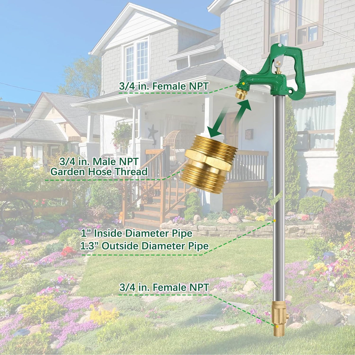 Frost Proof Yard Hydrant Frost Free Outdoor Faucet Freeze Proof Total3.25FT