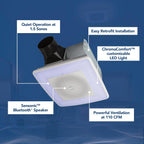 Broan-NuTone ChromaComfort Bathroom Exhaust Fan with Bluetooth Speaker, Powerful 110CFM/1.5 Sones, 24-color LED Light, SPK110RGBL, Wall Switch