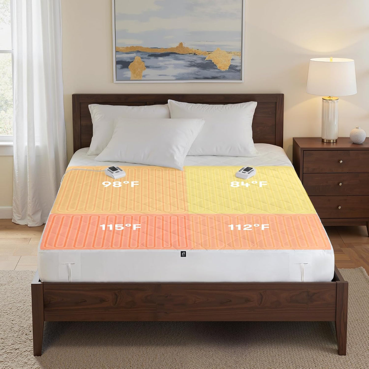 Serta Multi-Zone Heated Mattress Pad, King, 4-Zone Body & Foot Heating