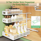 Kitstorack Under Sink Organizer 3-Tier Slide Out Drawer for Bathroom 2-Pack