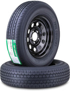 Free Country Trailer Tire Wheel ST205/75R15 8PR D 107N 5X4.5 Black Mod Pk2