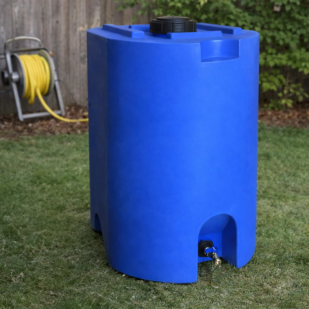WaterPrepared 55 Gallon Unique Stackable Utility Water Tank, Blue