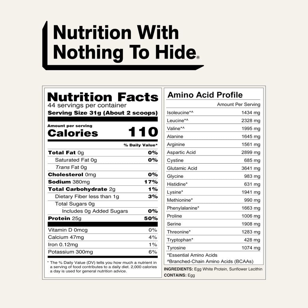 Naked 3LB Non-GMO Egg White Protein Supplement Powder, Unflavored, No Additives, Paleo, Dairy Free, Gluten Free, Soy Free – 25g Protein, 44 Servings