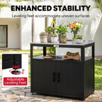Feasto Metal Outdoor Potting Bench with Storage Cabinet for Garden Work
