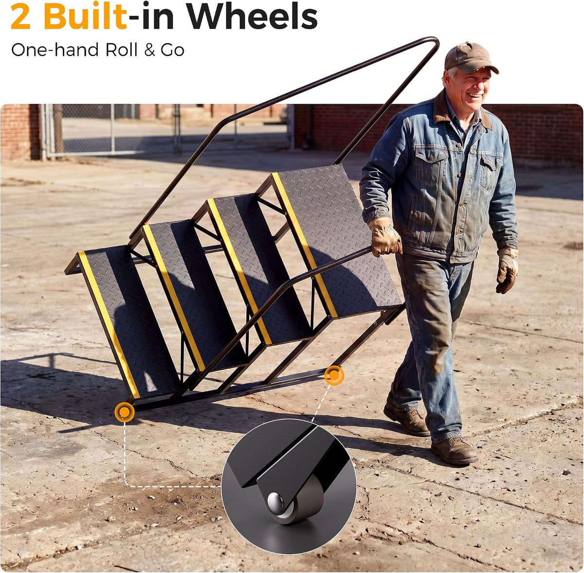 CAMMOO 4-Step Hot Tub Step RV Steps with Wheels, Per Step 1000LBS Capacity