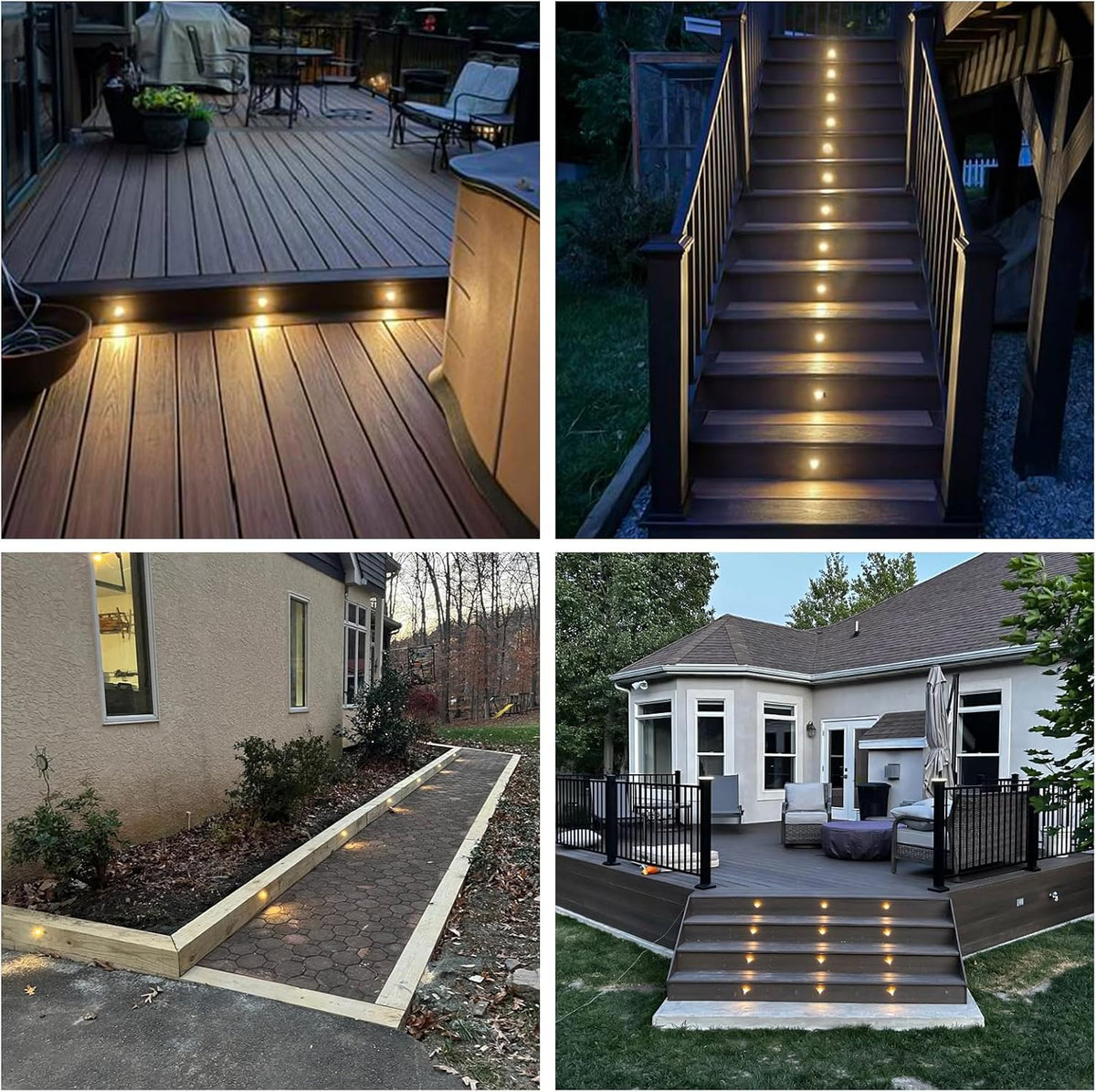 12 Pack Recessed Low Voltage LED Step Riser Light, Diameter 1" Mini Size Landscape Lighting for Outdoor Deck Stair Railing Post, 12V 3000K, Die-cast