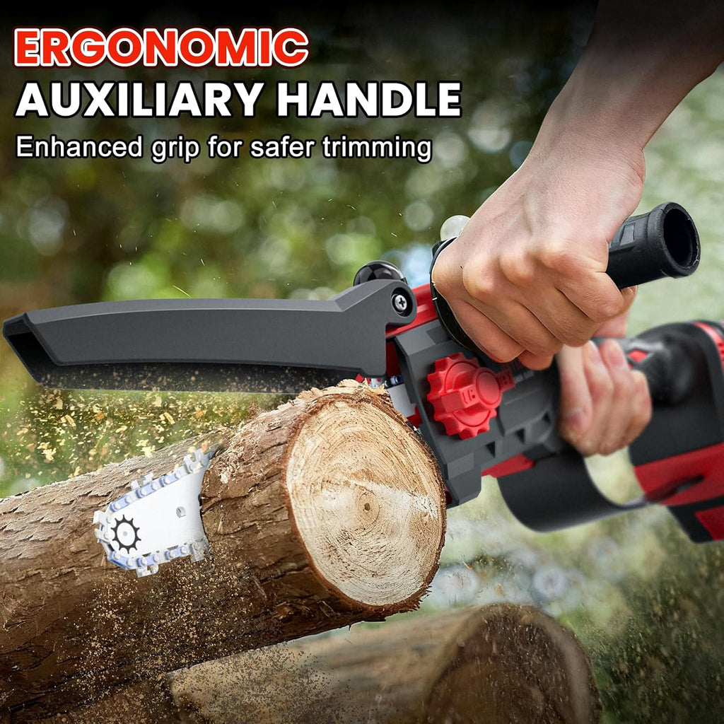 2-in-1 Cordless Pole Saw, 8 Inch Mini Chainsaw, 6.6-Ft Electric Pole Saws