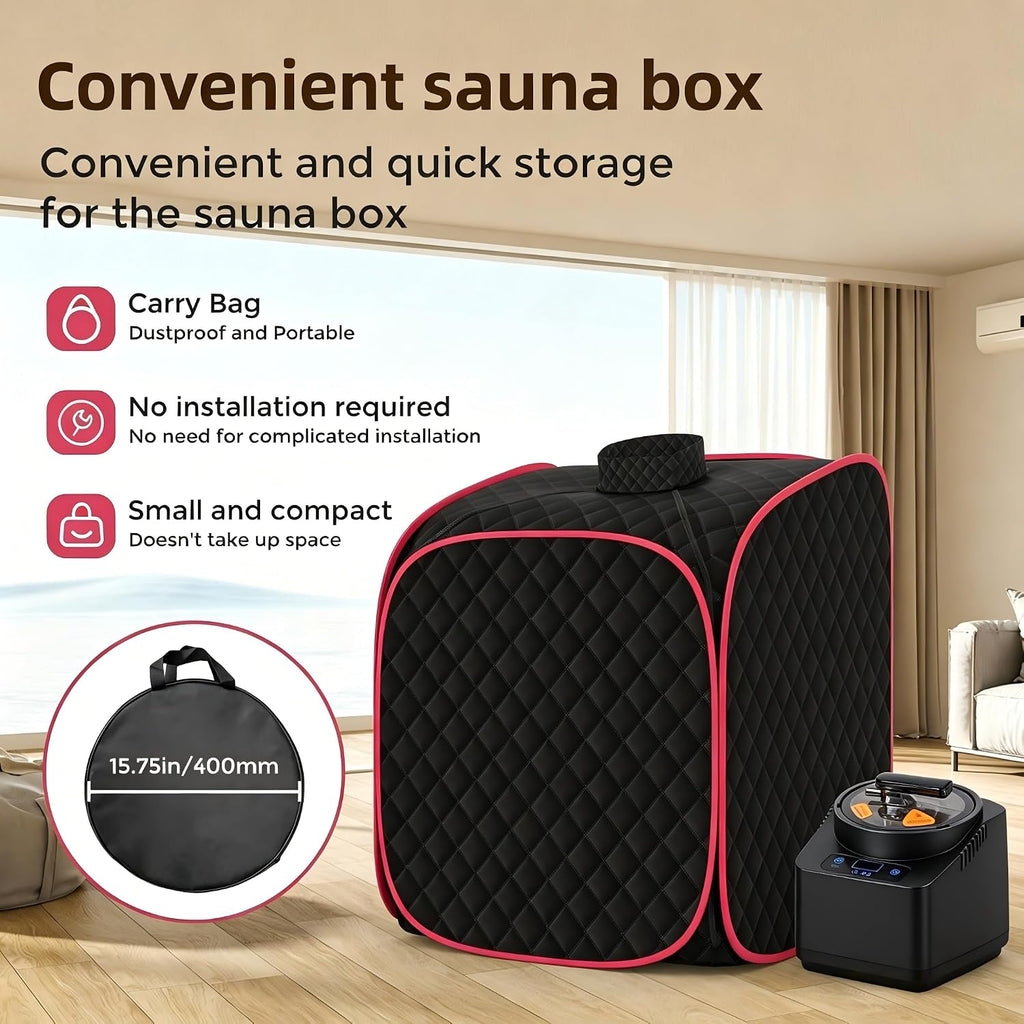 Portable Steam Sauna at Home, 9 Levels Heating, Sauna Tent for Home with Steamer and Folding Chair, Sauna for Relaxation, Detoxification, Spa