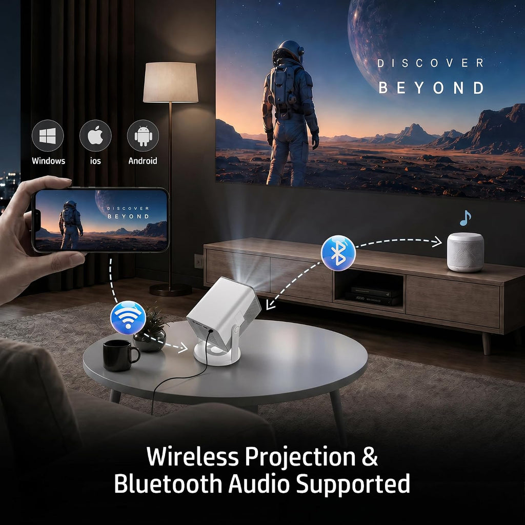 HP Projector with Apps, FHD 4K Supported, USB-C Power Bank Compatible MC425