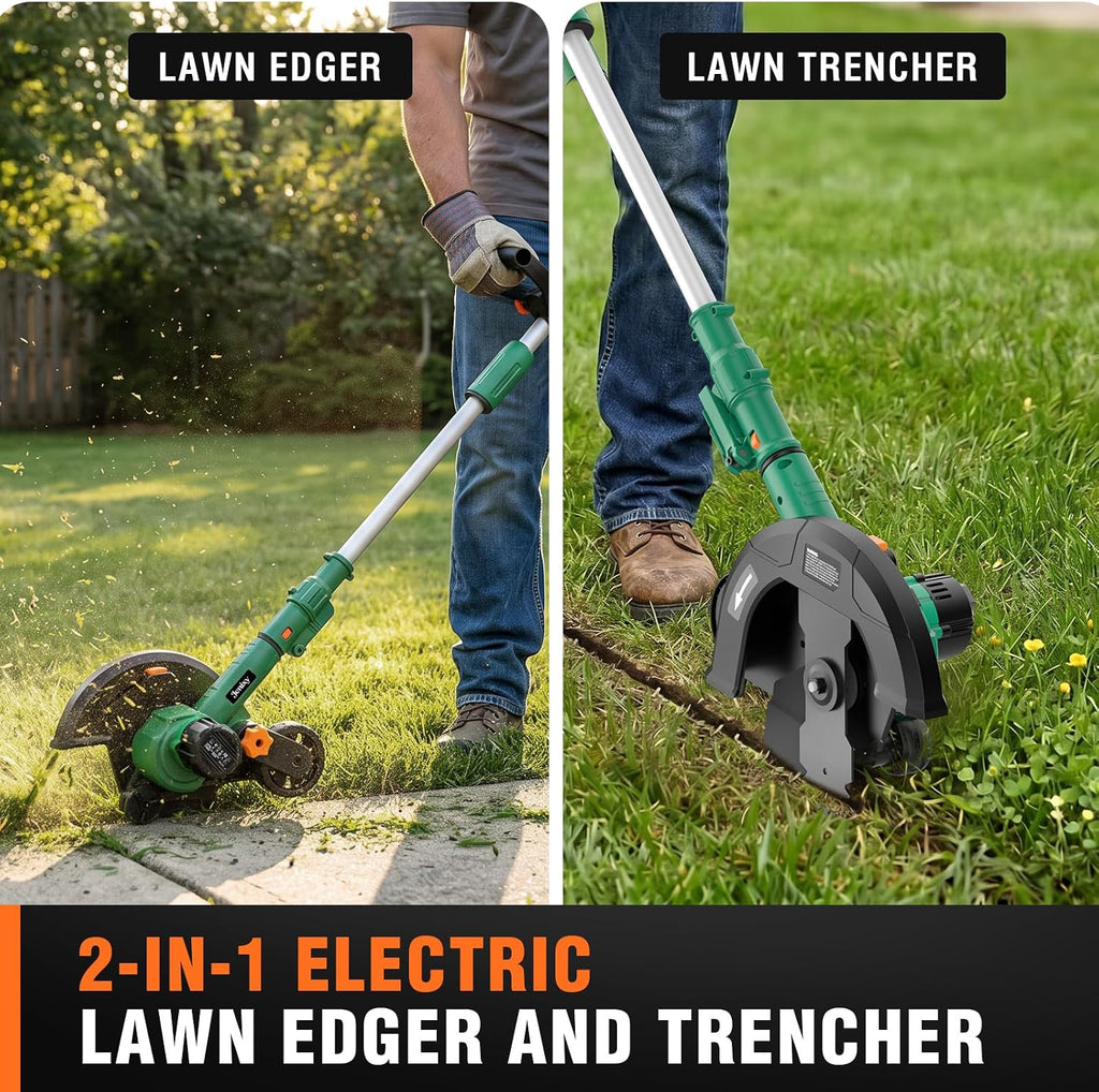 20V Cordless Lawn Edger, 9" Brushless Electric Edging Tool with Battery