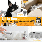 Dog Grooming Vacuum, All-in-One Pet Grooming Kit with Hair Clipper & Shedding Brush, Low Noise 12,000Pa Dog Hair Remover Vacuum, Pet Groomer Set with