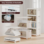 Stackable Storage Bins with Lid, 208QT Plastic Cabinet with Wheels