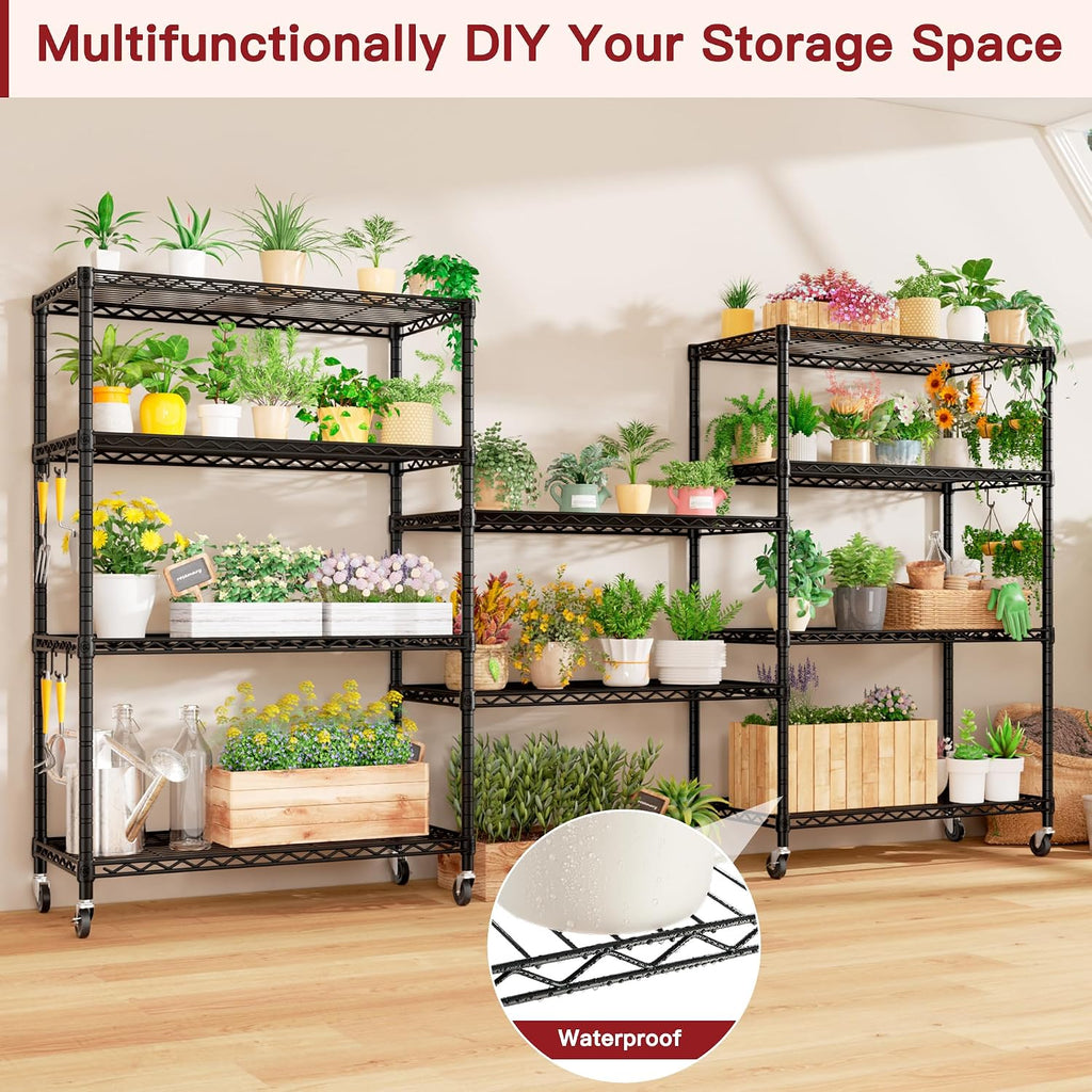 PrimeZone 36"W x 16"D x 79"H Wire Shelving with Wheels, 5-tier Metal Shelf