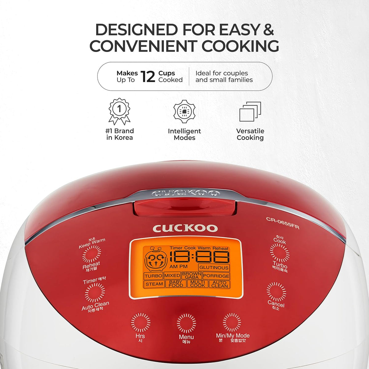 CUCKOO Micom Rice Cooker 6 Cup Uncooked / 12 Cup Cooked, Fuzzy Logic Rice Maker with Delay Timer & Keep Warm Setting, Versatile Food Steamer for