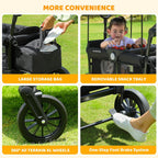 ELEMARA Foldable Wagon Stroller, Stroller Wagon for 2 Kids, Premium All Terrain Wagon for Kids with Removable Canopy, Adjustable Push/Pull Handle