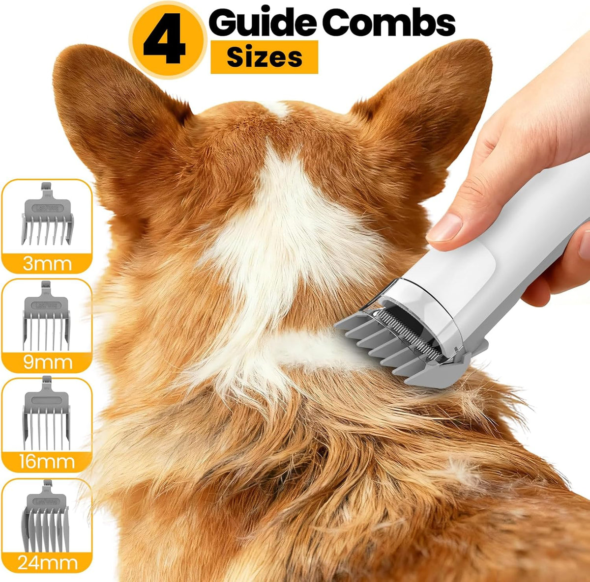 Dog Grooming Vacuum, All-in-One Pet Grooming Kit with Hair Clipper & Shedding Brush, Low Noise 12,000Pa Dog Hair Remover Vacuum, Pet Groomer Set with