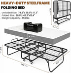 Folding Bed with Mattress, 75"x38" Portable Rollaway Guest Bed