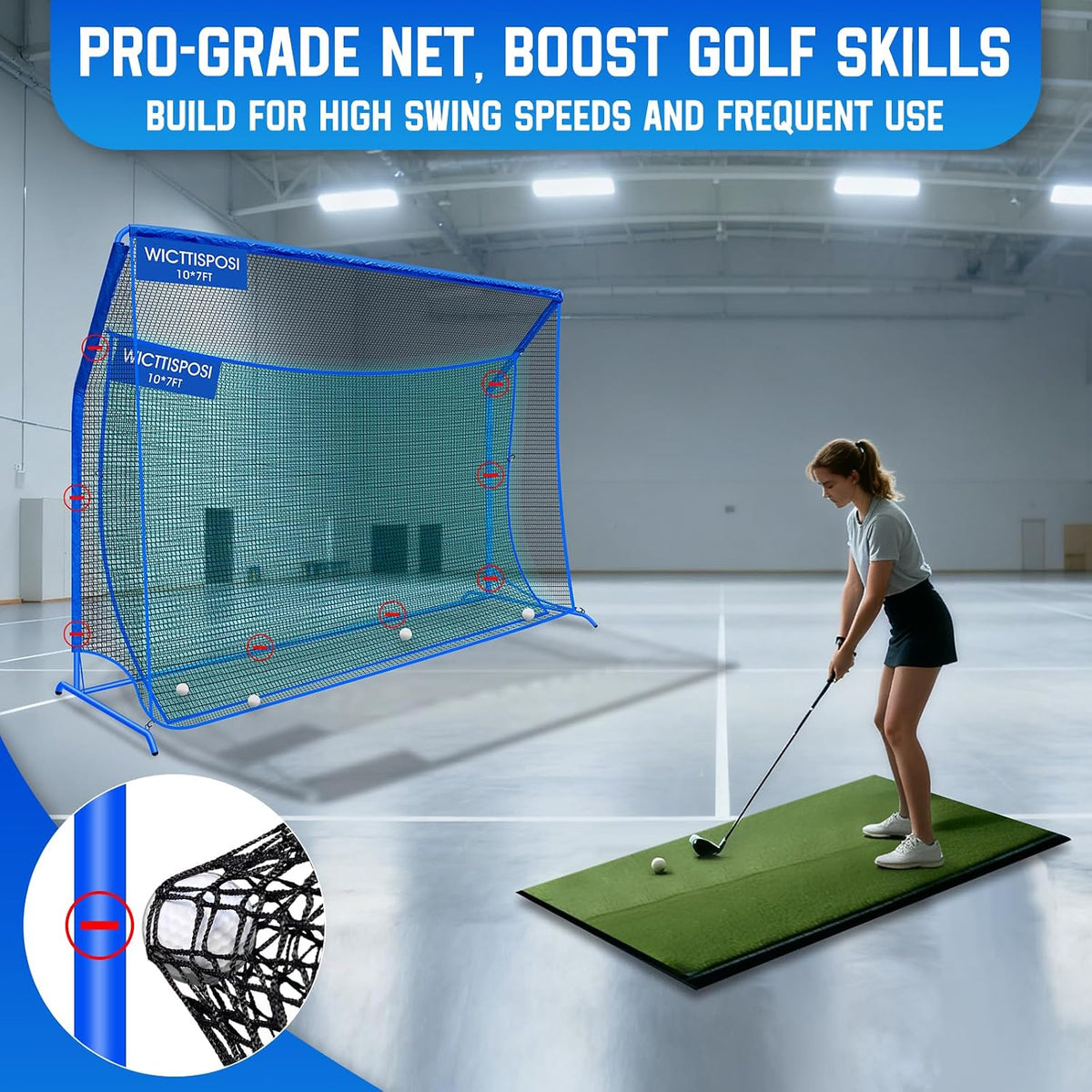 Golf Net with Extra Striking Net, Heavy Duty Golf Practice Hitting Net Huge