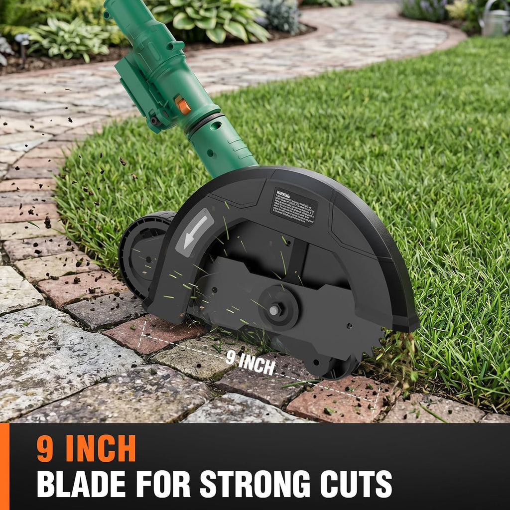 20V Cordless Lawn Edger, 9" Brushless Electric Edging Tool with Battery