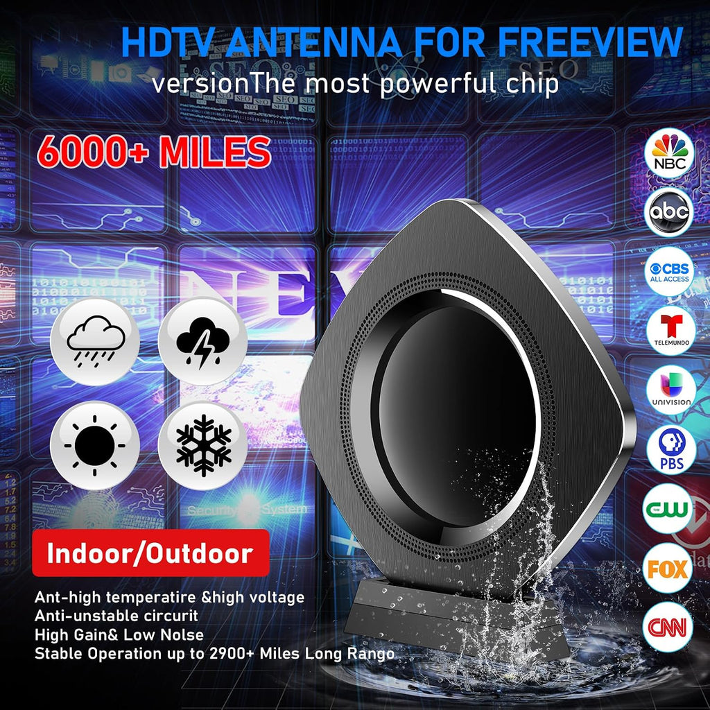 TV Antenna for Smart 6000+Miles, Best Digital TV Antenna Indoor/Outdoor