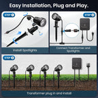 Low Voltage Landscape Lights Kit, Plug & Play 3W Warm White, 12-Pack