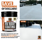 BEEST RV Roof Coating White, 1 Gallon Covers up to 50 sq ft (2 Coats), Solar Reflective & Waterproof Sealant| Elastomeric Leak Repair Coating, Liquid