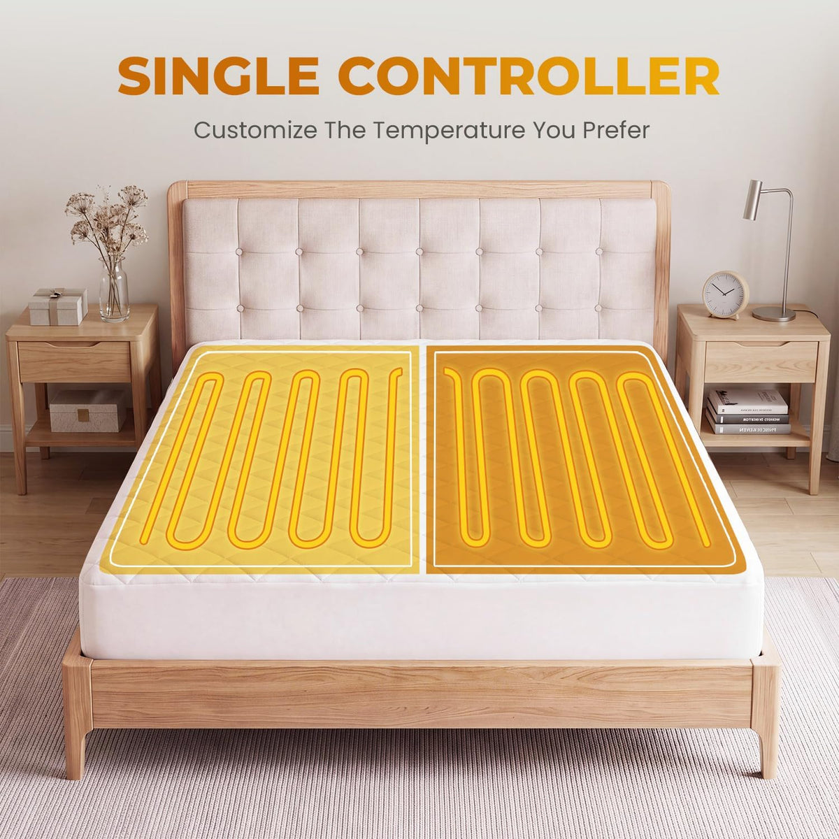 Valthie Heated Mattress Pad Queen Size, Electric Bed Warmer with Preheat