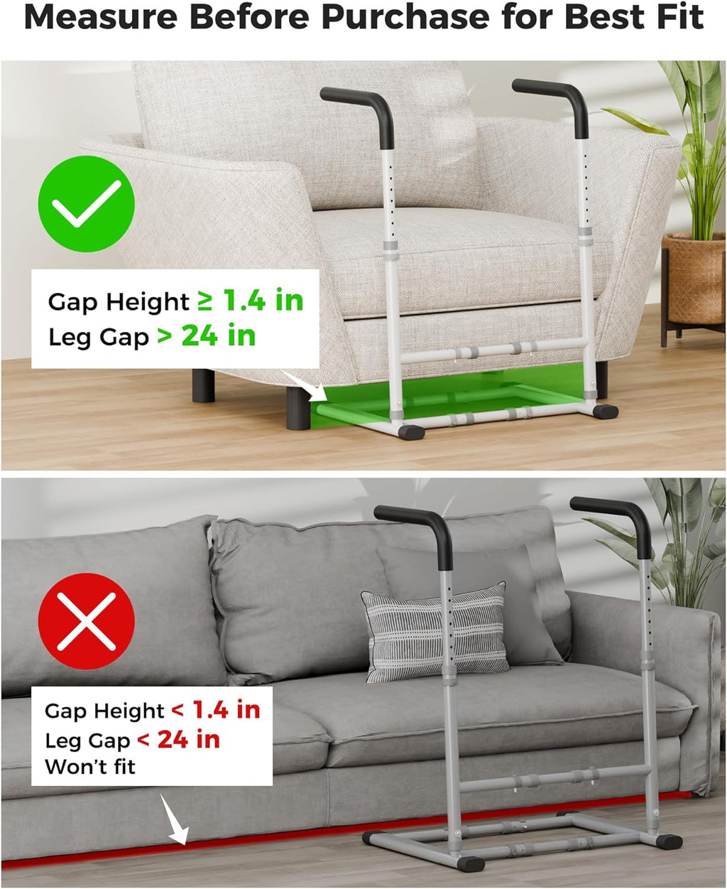 Couch Stand Assist for Seniors, Standing Support Handle, White