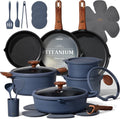 CAROTE 30pcs Titanium Cookware Set, Pots and Pans Set Detachable Handle
