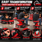 40" Mechanics Creeper Z Fold with Side Tool Tray, 3 in 1 Low Profile