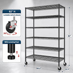 Heavy Duty 6-Tier Rolling Storage Shelves with Wheels for Garage